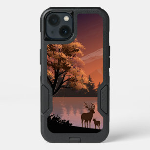 Sunrise Landscape with Lake and Deers iPhone 13 Case