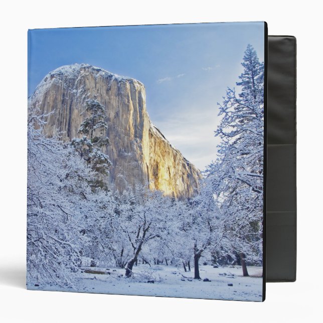 Sunrise light hits El Capitan through snowy 3 Ring Binder (Front/Inside)