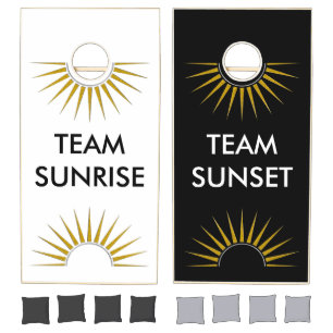 SUNRISE logo gold silver + your Backg. & ideas Cornhole Set