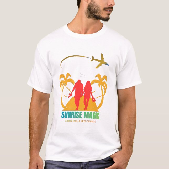 Sunrise Love Silhouette – Romantic Couple Beach  T-Shirt (Front)