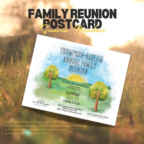 Sunrise Meadows Family Reunion Invitation Postcard