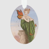 Sunrise Monarch Butterfly Fairy Oval Ornament