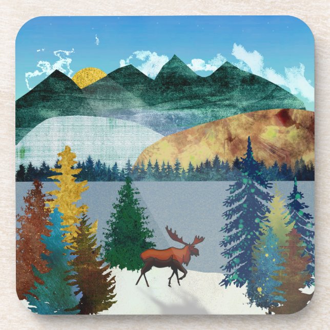 Sunrise Moose Beverage Coaster (Front)