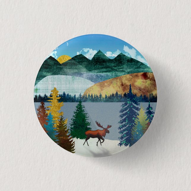 Sunrise Moose Button (Front)