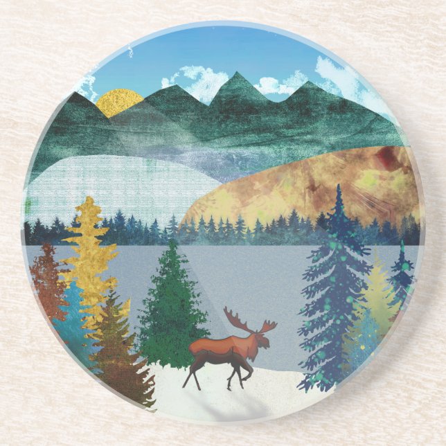 Sunrise Moose Coaster (Front)