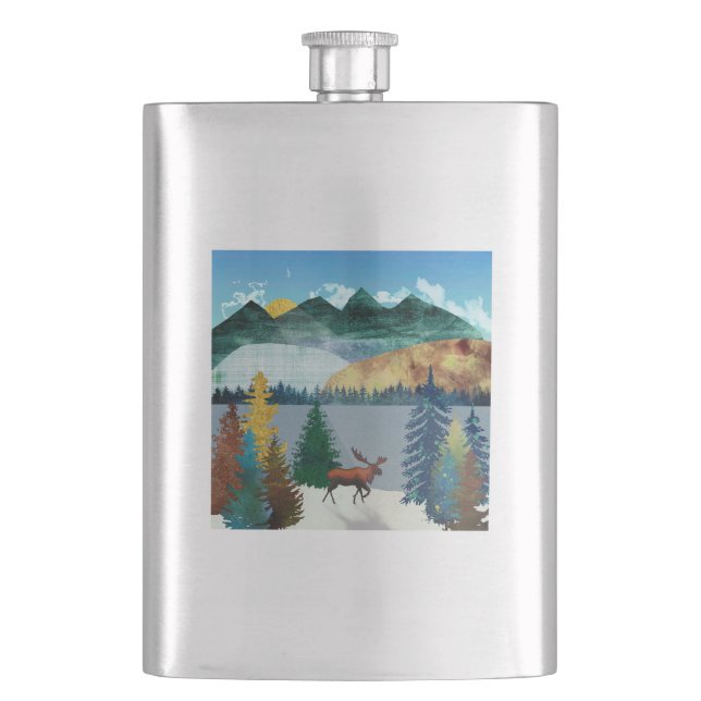 Sunrise Moose Flask (Front)