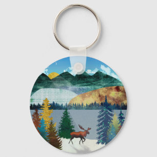 Sunrise Moose Keychain