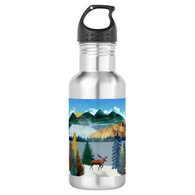 Sunrise Moose Stainless Steel Water Bottle (Front)
