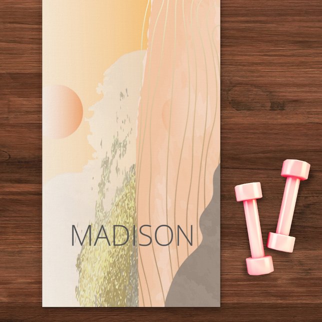 Sunrise Mountain Landscape Minimal Personalized Yoga Mat (Creator Uploaded)