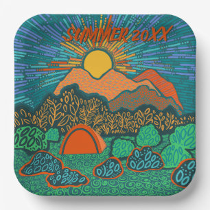 Sunrise Mountain Landscape Paper Plates