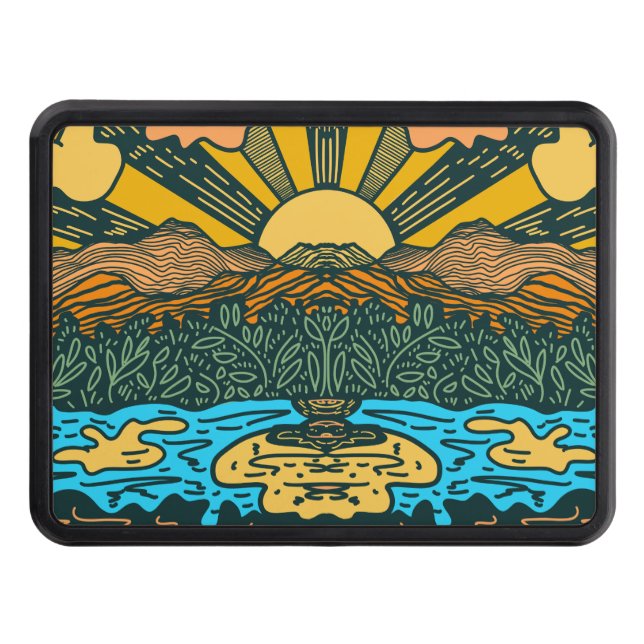 Sunrise Mountains and Lake Hitch Cover (Front)