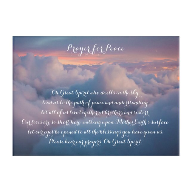 Sunrise Native American Prayer for Peace Acrylic Print (Front)