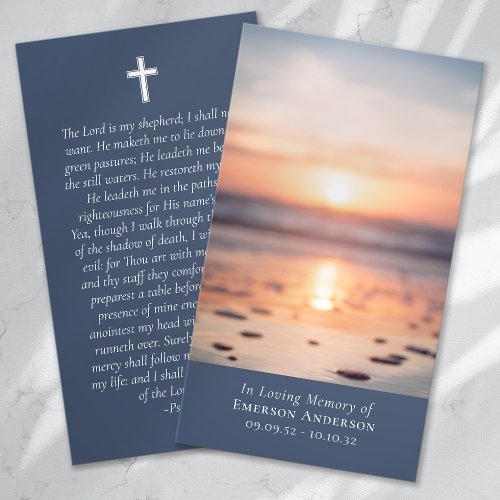 Sunrise Ocean Photo Cross Memorial Prayer Card