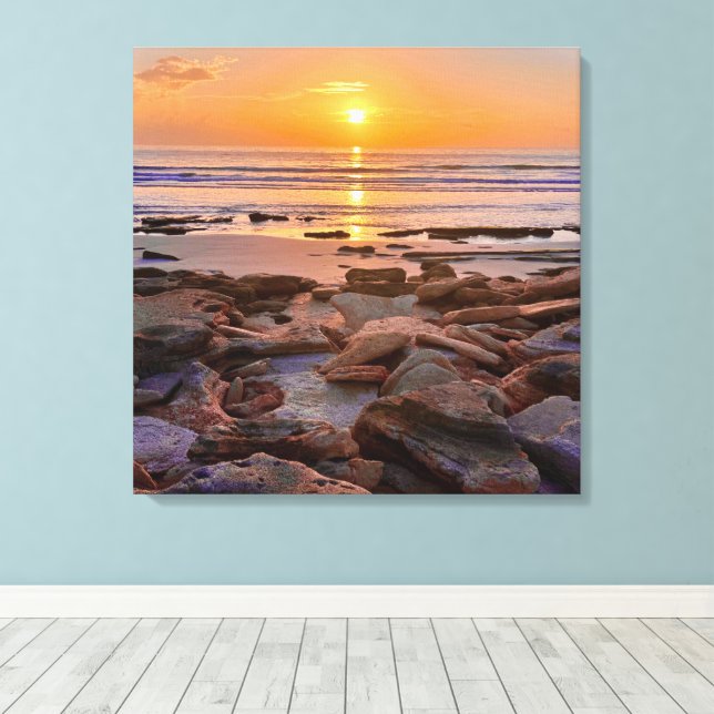 Sunrise ocean shoreline Canvas  Print (Insitu(Wood Floor))