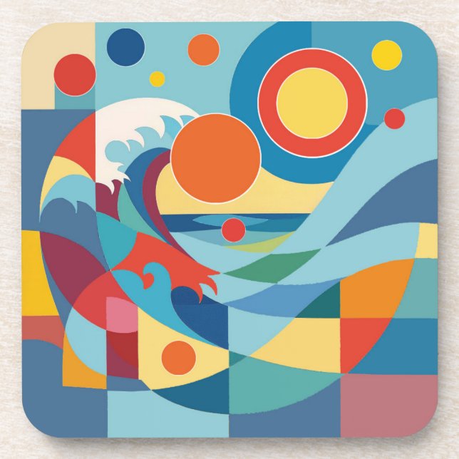 Sunrise Ocean Wave Beverage Coaster (Front)
