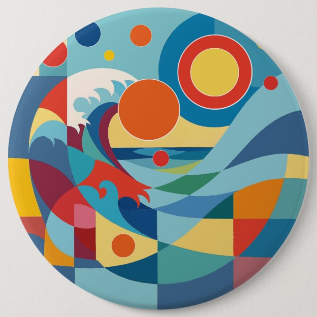 Sunrise Ocean Wave Button (Front)