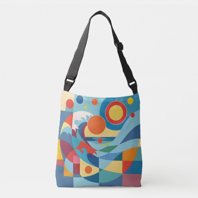 Sunrise Ocean Wave Crossbody Bag (Front)