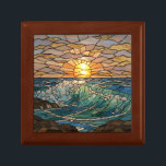Sunrise Ocean Waves Stained glass Illusion Gift Box<br><div class="desc">A beautiful sunrise over the ocean waves in a stained glass illusion effect with jeweled waves. A gift for anyone who loves nature and the ocean. a decorative box for you coffee table,  or to use to store your jewelry and treasures.</div>