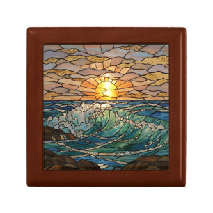 Sunrise Ocean Waves Stained glass Illusion Gift Box