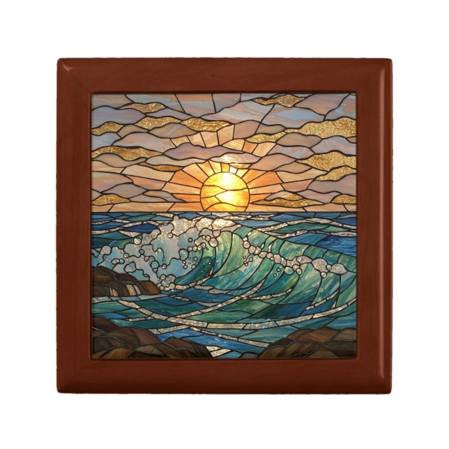 Sunrise Ocean Waves Stained glass Illusion Gift Box (Front)