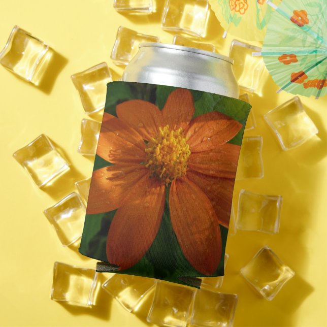 Sunrise on Mexican Sunflower Orange Floral Can Cooler (In Situ Summer)