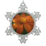 Sunrise on Mexican Sunflower Orange Floral Snowflake Pewter Christmas Ornament