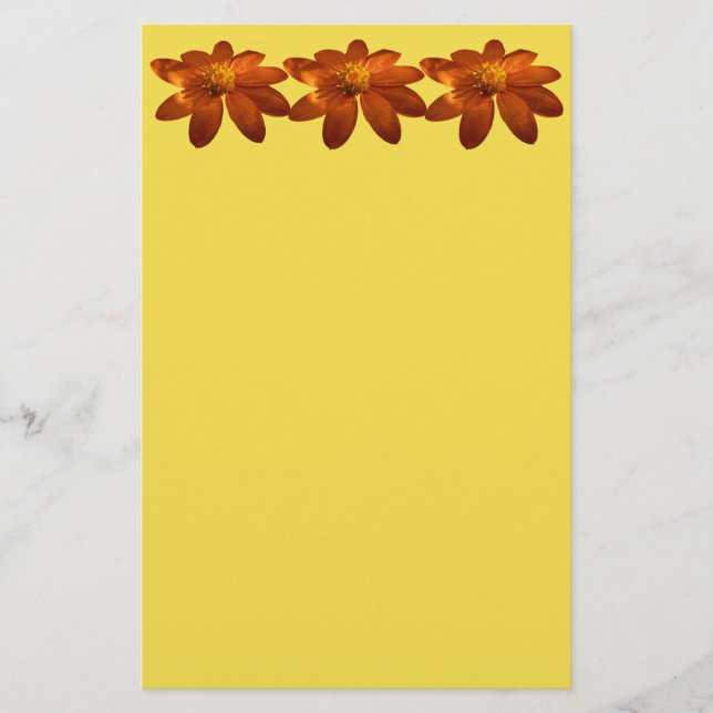 Sunrise on Mexican Sunflower Orange Floral Stationery (Front)