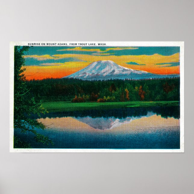 Sunrise on Mount Adams from Trout Lake, WA Poster (Front)