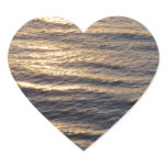 Sunrise on Ocean Waters Blue Abstract Photography Heart Sticker