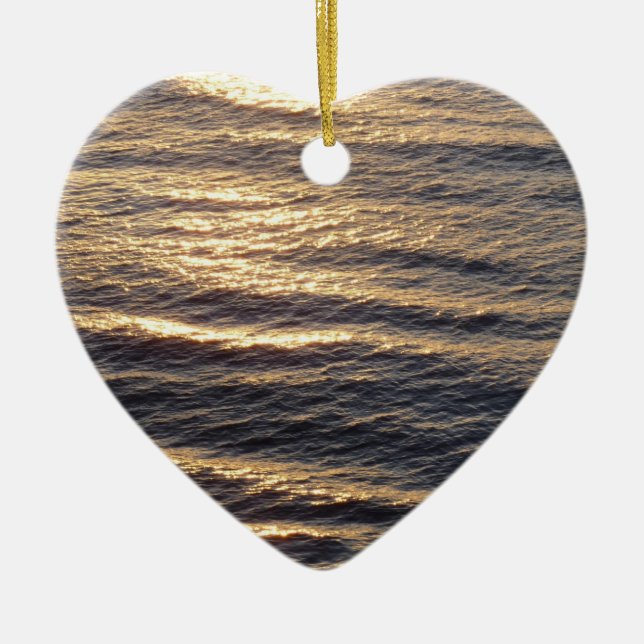 Sunrise on Ocean Waters Calming Photography Ceramic Ornament (Front)