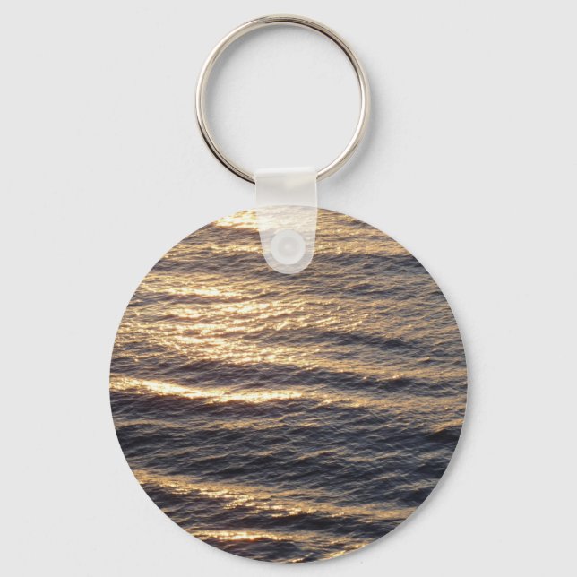 Sunrise on Ocean Waters Calming Photography Keychain (Front)