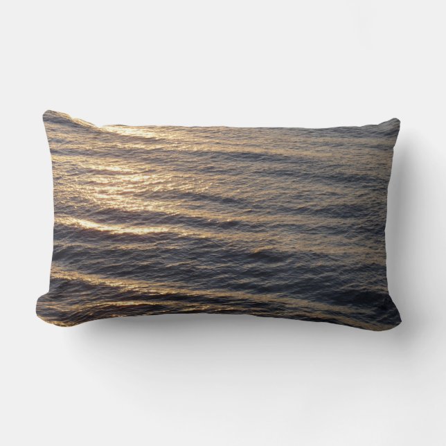 Sunrise on Ocean Waters Calming Photography Lumbar Pillow (Front)