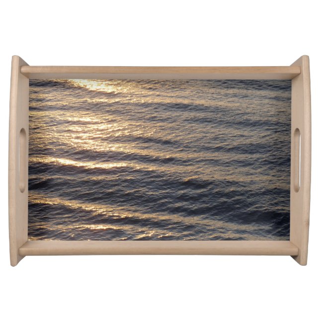 Sunrise on Ocean Waters Calming Photography Serving Tray (Front)