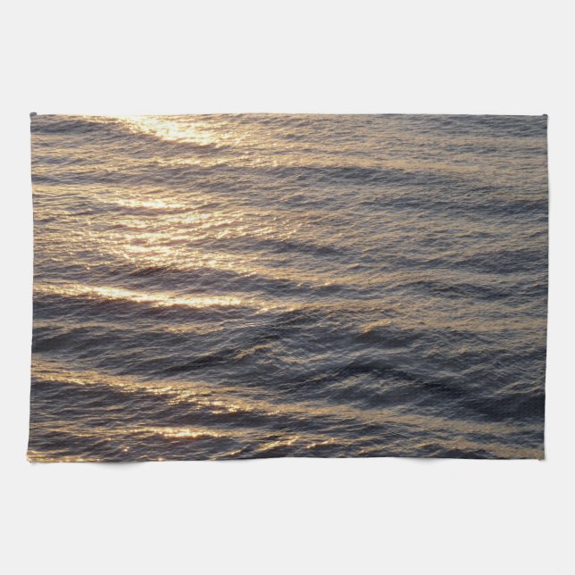 Sunrise on Ocean Waters Calming Photography Towel (Horizontal)