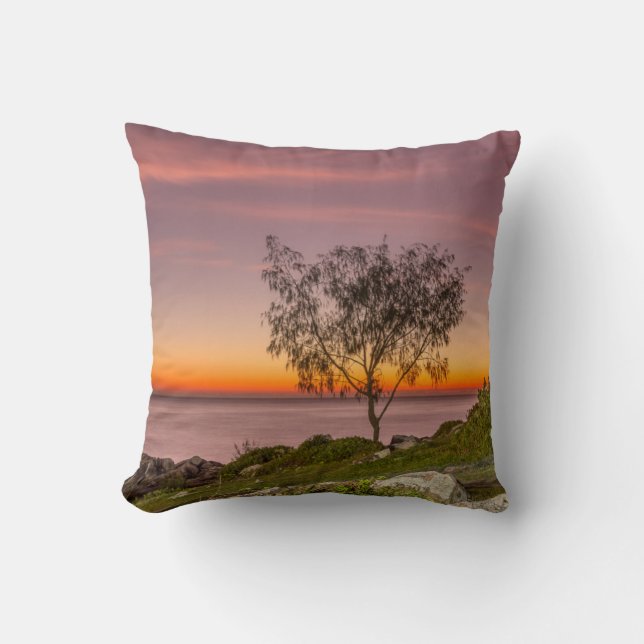 Sunrise On The Beach Armação Throw Pillow (Front)