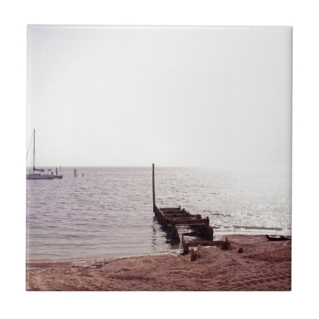 sunrise on the beach photograph ceramic tile (Front)