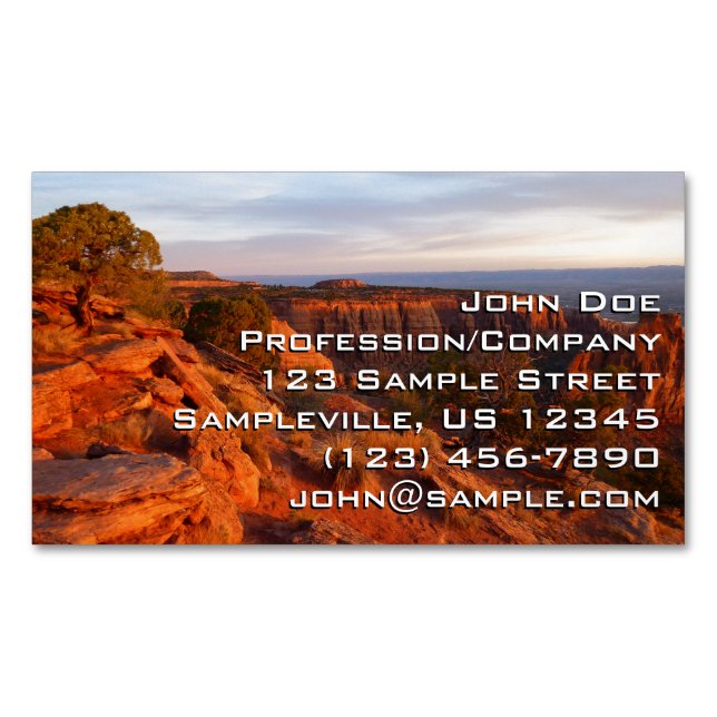 Sunrise on the Grand View Trail at CO Monument Business Card Magnet (Front)