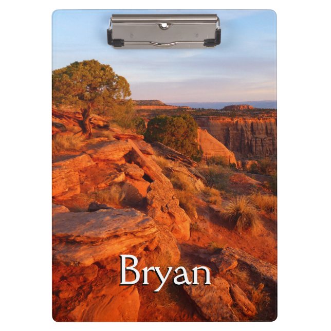 Sunrise on the Grand View Trail at CO Monument Clipboard (Front)