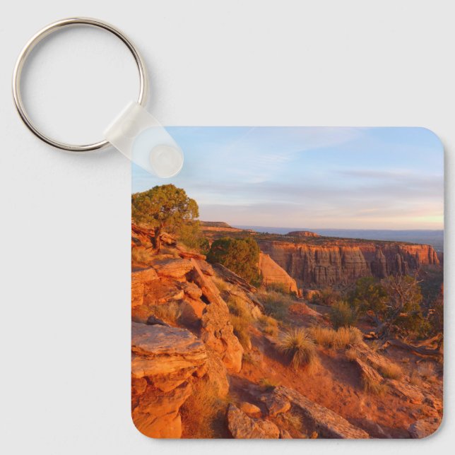 Sunrise on the Grand View Trail at CO Monument Keychain (Front)