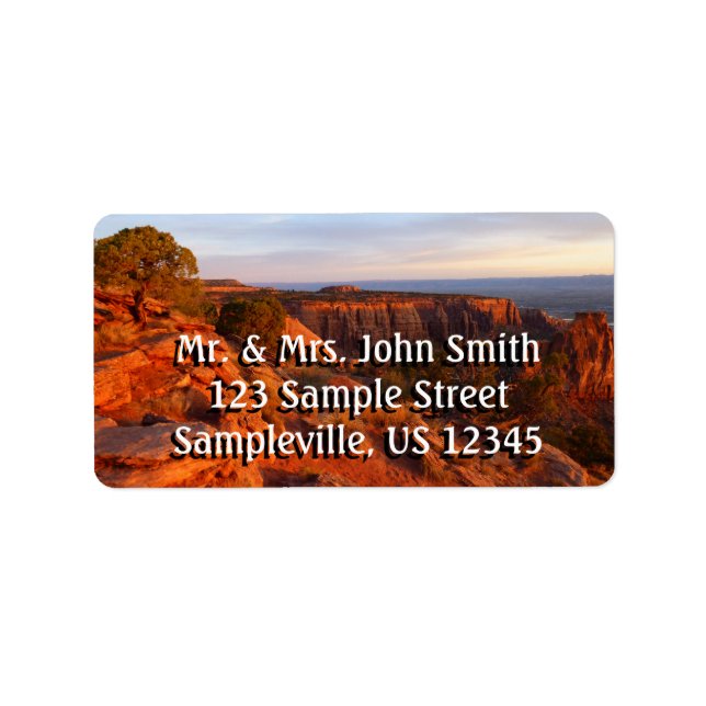 Sunrise on the Grand View Trail at CO Monument Label (Front)