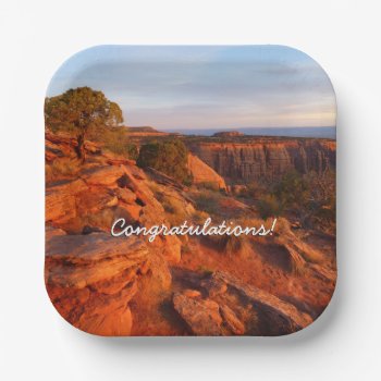 Sunrise On The Grand View Trail At Co Monument Paper Plates by mlewallpapers at Zazzle