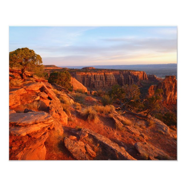 Sunrise on the Grand View Trail at CO Monument Photo Print (Front)