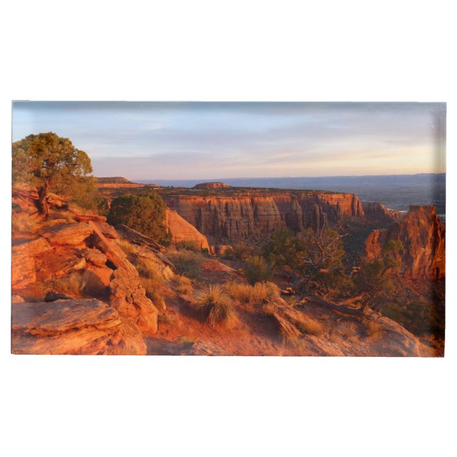 Sunrise on the Grand View Trail at CO Monument Place Card Holder (Front)