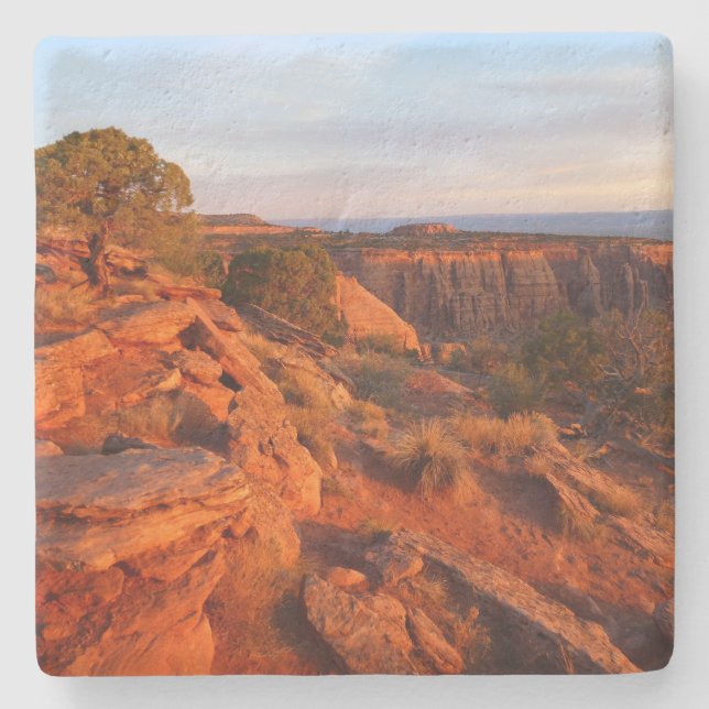 Sunrise on the Grand View Trail at CO Monument Stone Coaster (Front)