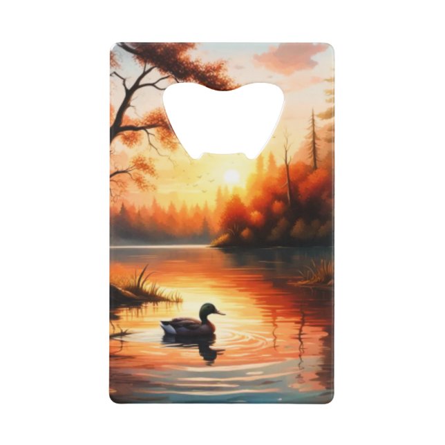 Sunrise on the Lake Credit Card Bottle Opener (Front)