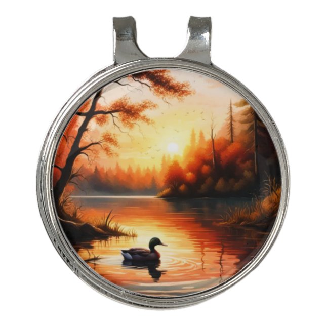 Sunrise on the Lake Golf Hat Clip (Front)