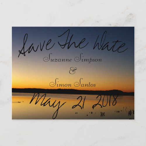 Sunrise on the Lake Save The Date Announcement Postcard