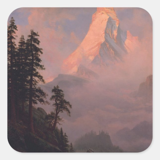 Sunrise on the Matterhorn Square Sticker (Front)