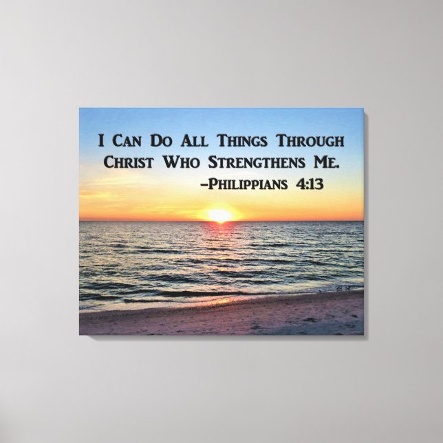SUNRISE ON THE OCEAN PHILIPPIANS 4:13 CANVAS PRINT (Front)
