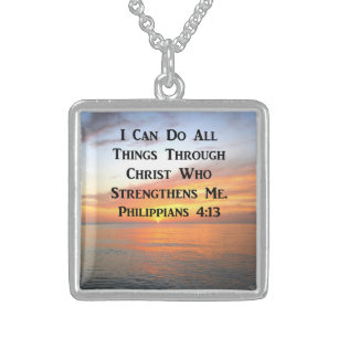 SUNRISE ON THE OCEANS PHILIPPIANS 4:13 SCRIPTURE STERLING SILVER NECKLACE